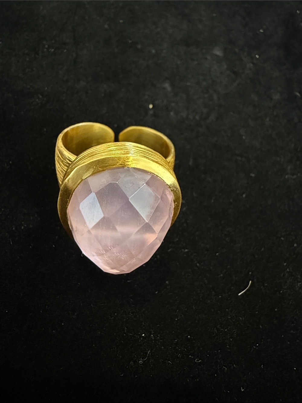 Julie Vos Gold Tone Ring with Faceted Pale Pink Stone - Picture 3 of 3